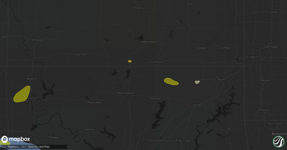 Hail map in Wann, OK on June 26, 2026