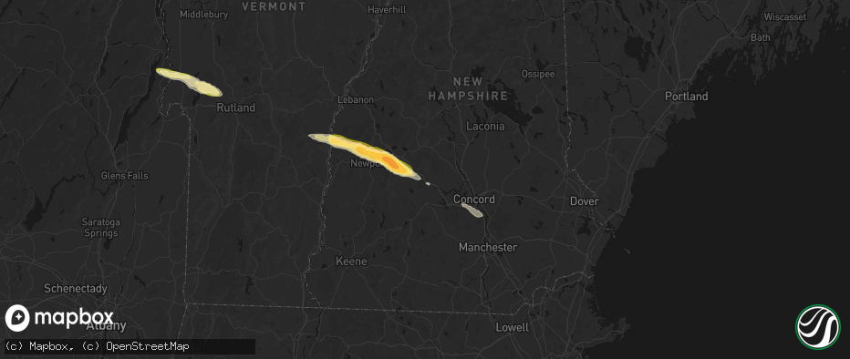 Hail map in Warner, NH on June 26, 2026