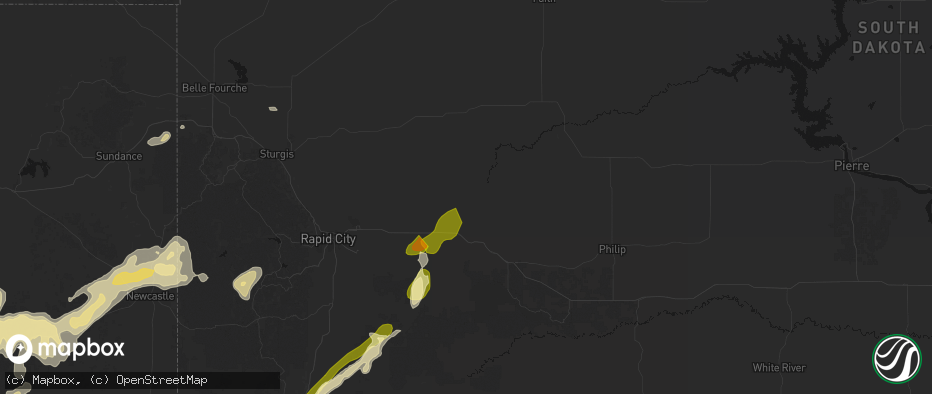 Hail map in Wasta, SD on June 26, 2026
