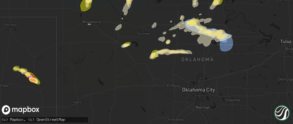 Hail map in Watonga, OK on June 26, 2026