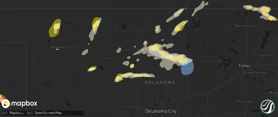 Hail map in Waukomis, OK on June 26, 2026