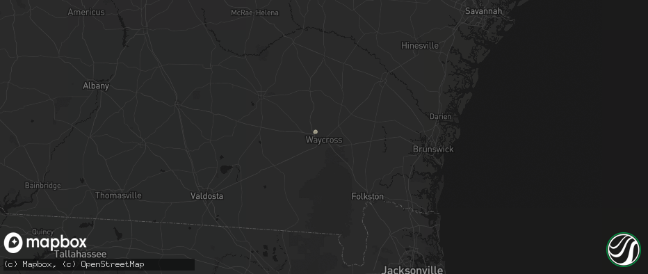 Hail map in Waycross, GA on June 26, 2026