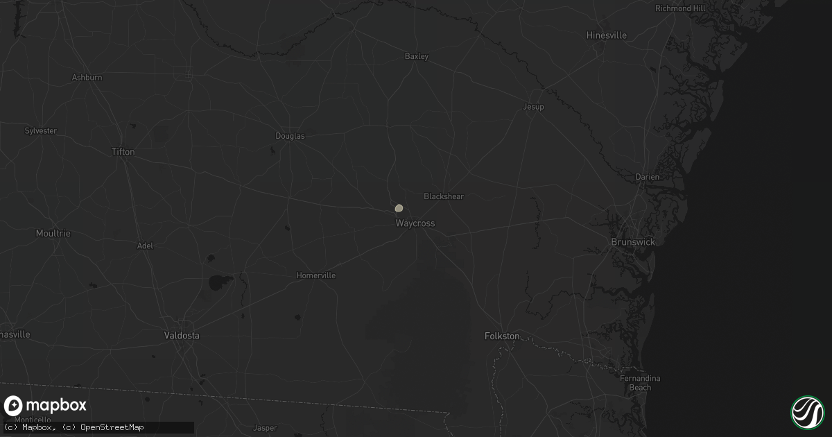 Hail map in Waycross, GA on June 26, 2026