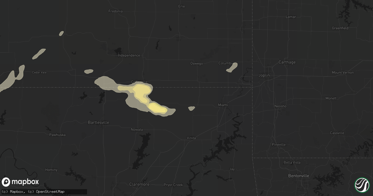 Hail map in Welch, OK on June 26, 2026