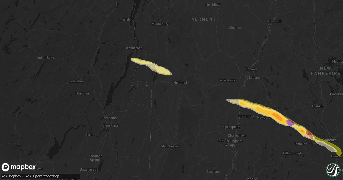Hail map in West Rutland, VT on June 26, 2026