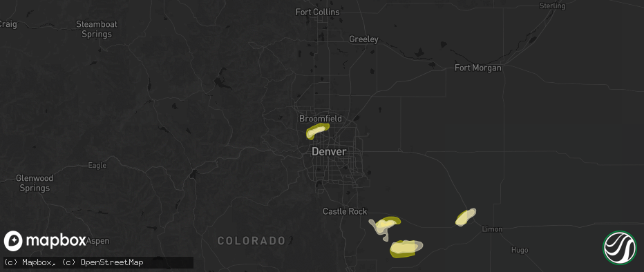 Hail map in Westminster, CO on June 26, 2026