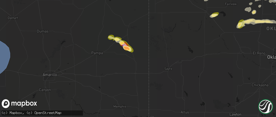 Hail map in Wheeler, TX on June 26, 2026