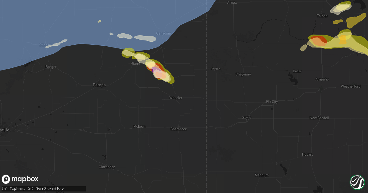 Hail map in Wheeler, TX on June 26, 2026