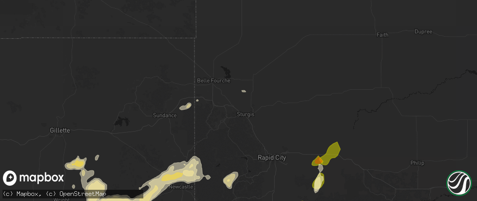 Hail map in Whitewood, SD on June 26, 2026