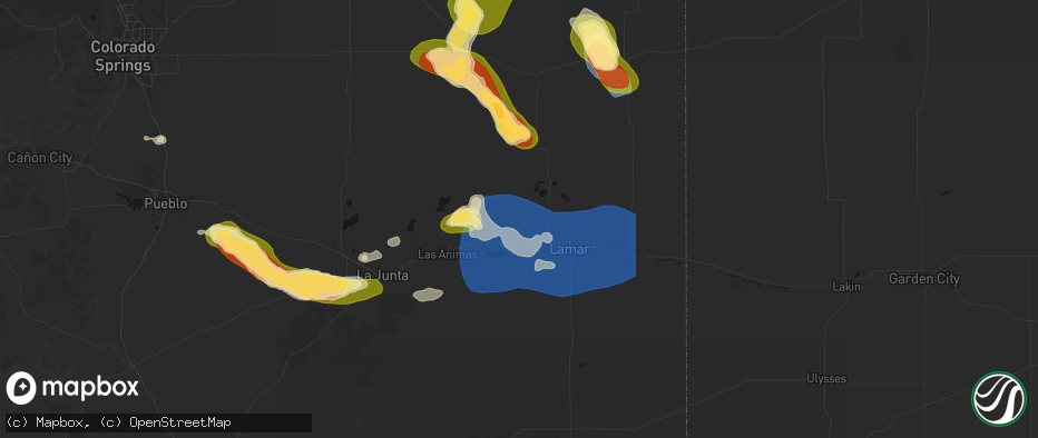 Hail map in Wiley, CO on June 26, 2026