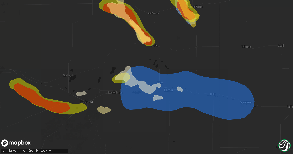 Hail map in Wiley, CO on June 26, 2026