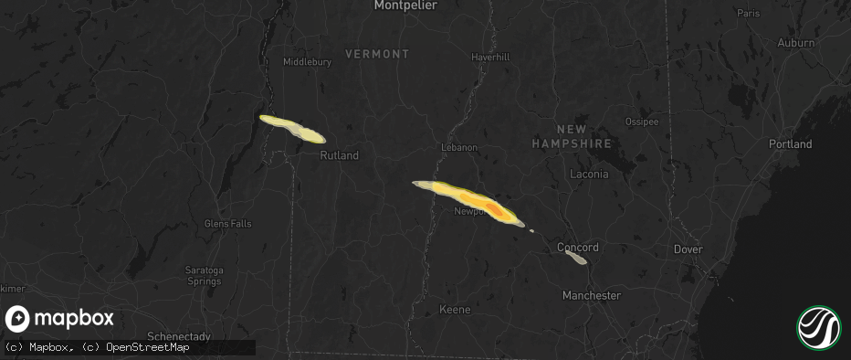 Hail map in Windsor, VT on June 26, 2026