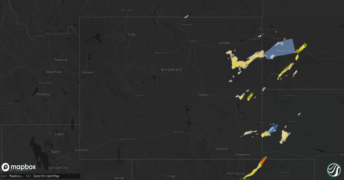 Hail map in Wyoming on June 26, 2026