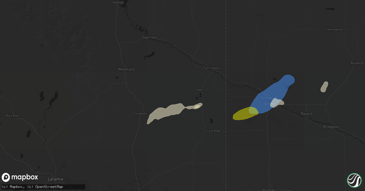 Hail map in Yoder, WY on June 26, 2026