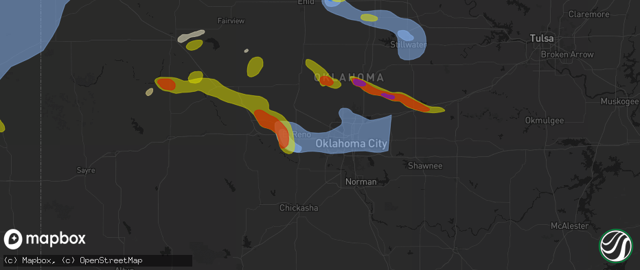 Hail map in Yukon, OK on June 26, 2026