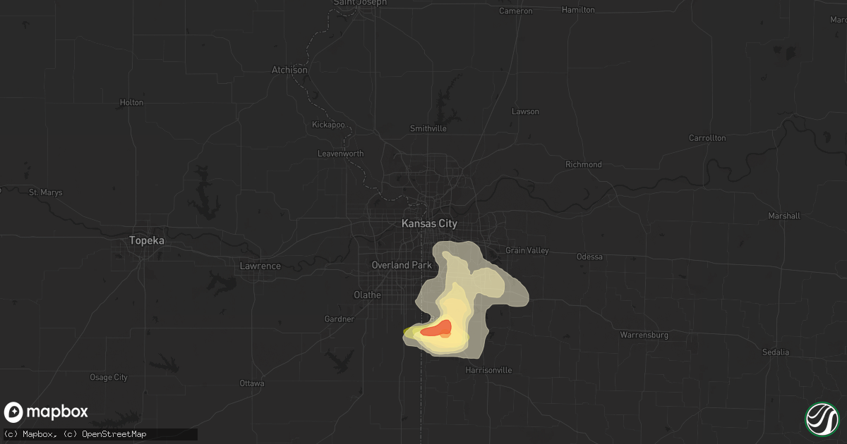 Hail map in Kansas City, MO on June 27, 2013
