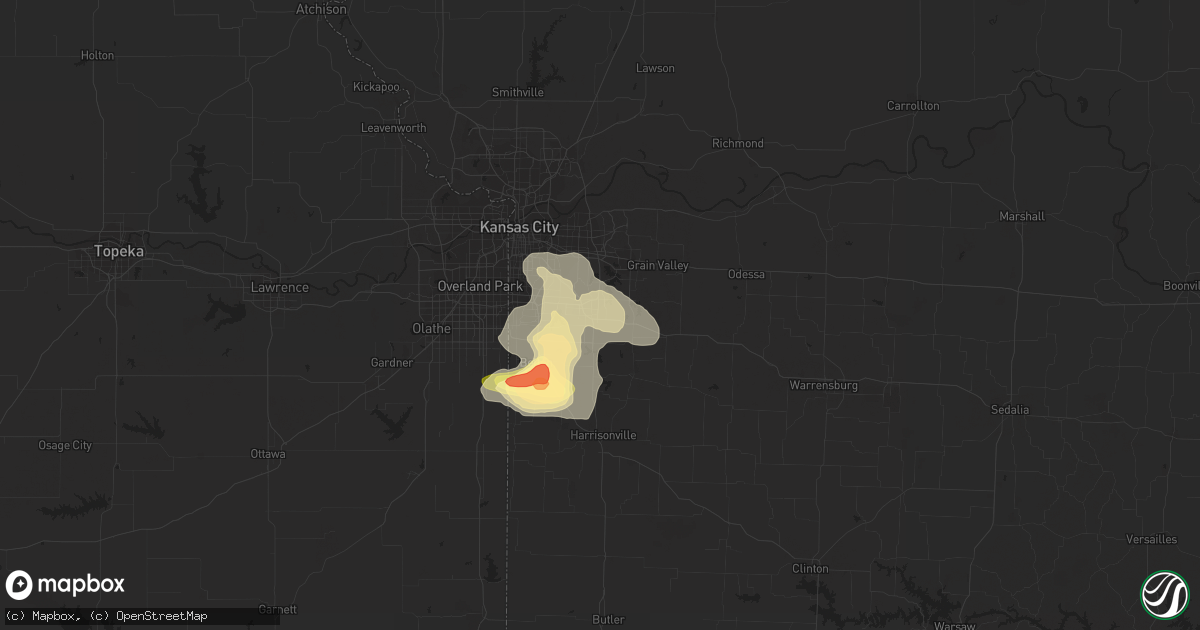 Hail map in Lees Summit, MO on June 27, 2013