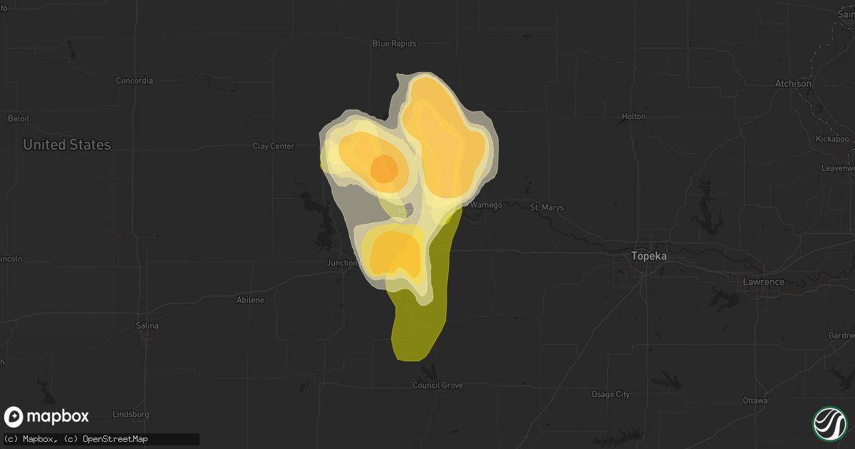 Hail map in Manhattan, KS on June 27, 2013