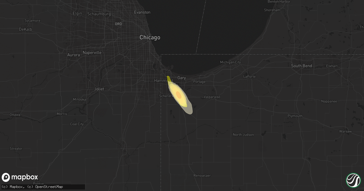 Hail map in Merrillville, IN on June 27, 2013