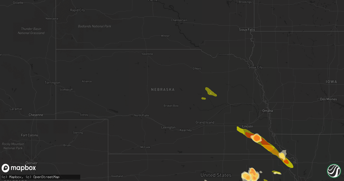 Hail map in Nebraska on June 27, 2013