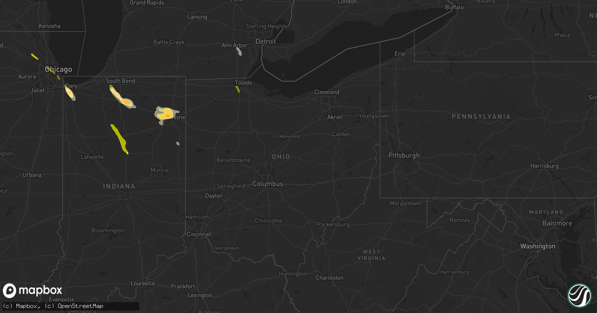 Hail map in Ohio on June 27, 2013