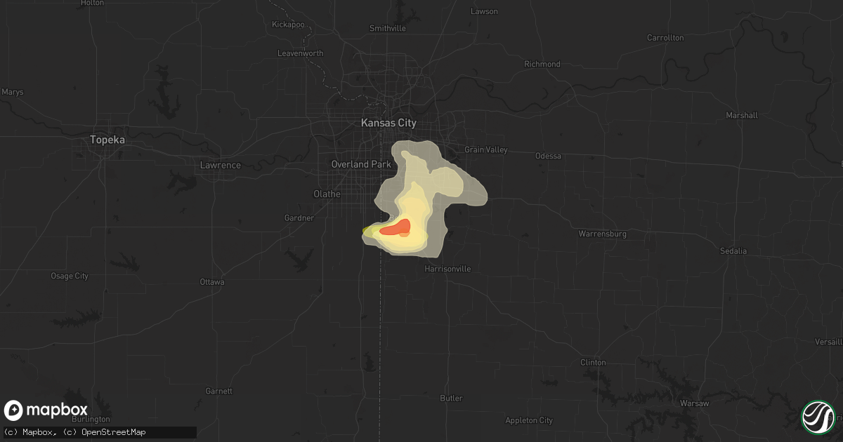 Hail map in Raymore, MO on June 27, 2013