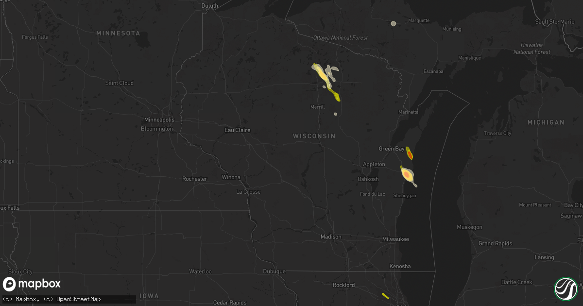 Hail map in Wisconsin on June 27, 2013