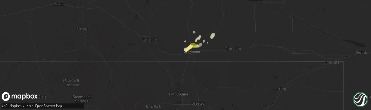 Hail map in Cheyenne, WY on June 27, 2014