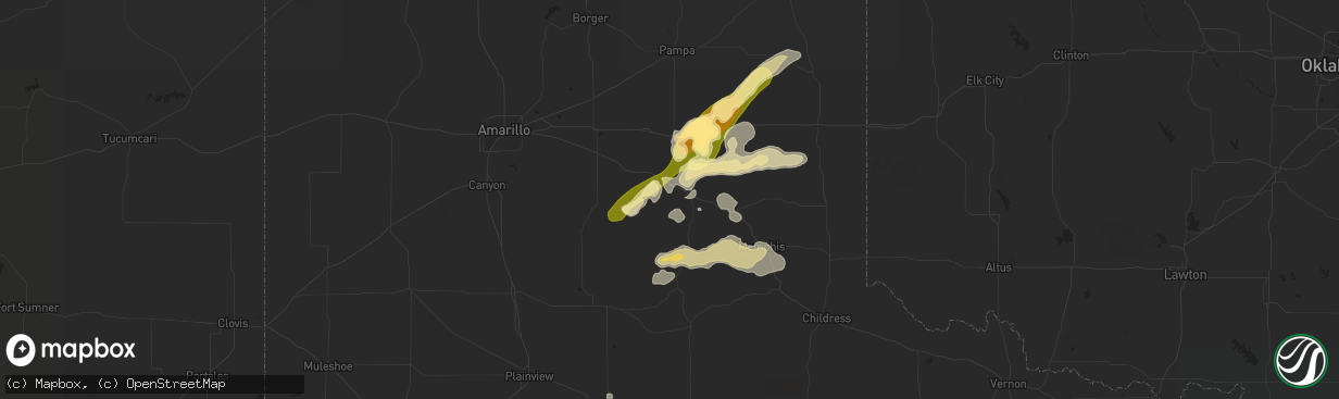 Hail map in Clarendon, TX on June 27, 2014