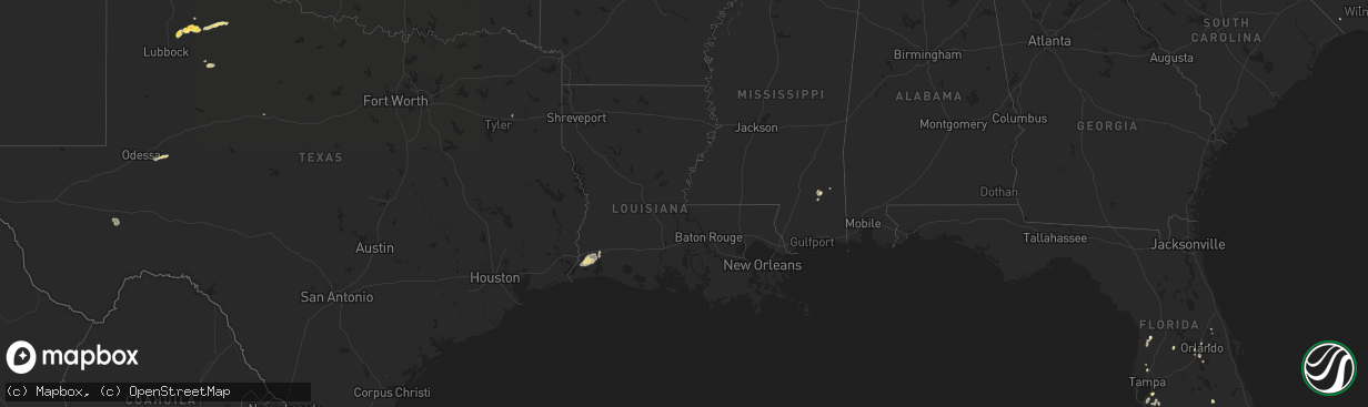 Hail map in Louisiana on June 27, 2014