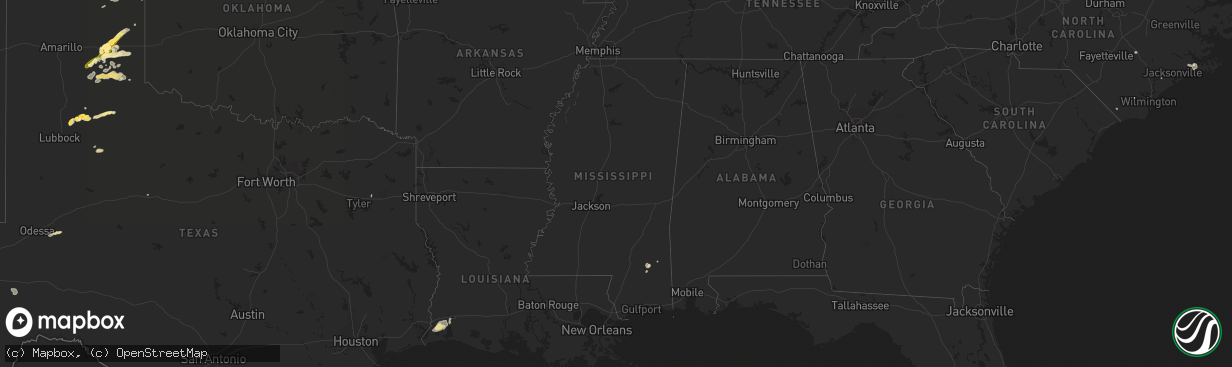 Hail map in Mississippi on June 27, 2014