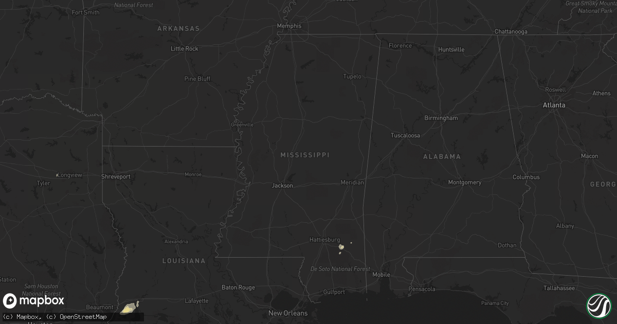 Hail map in Mississippi on June 27, 2014
