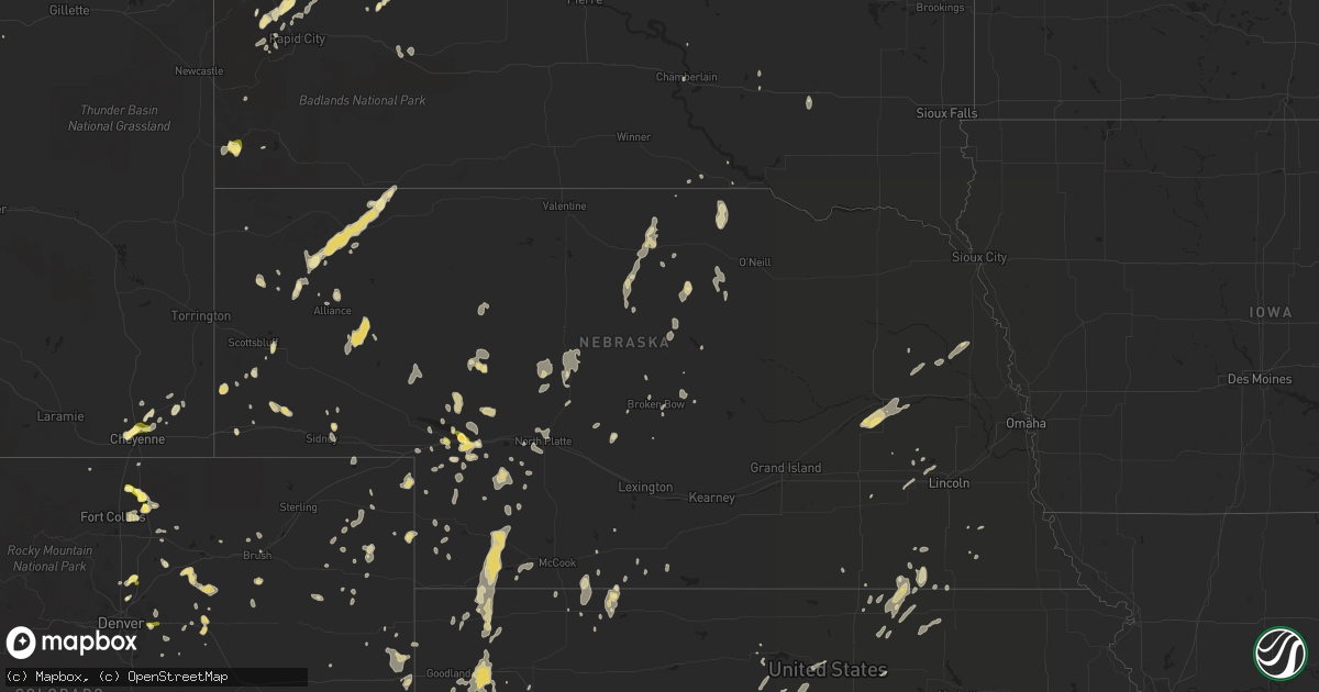 Hail map in Nebraska on June 27, 2014