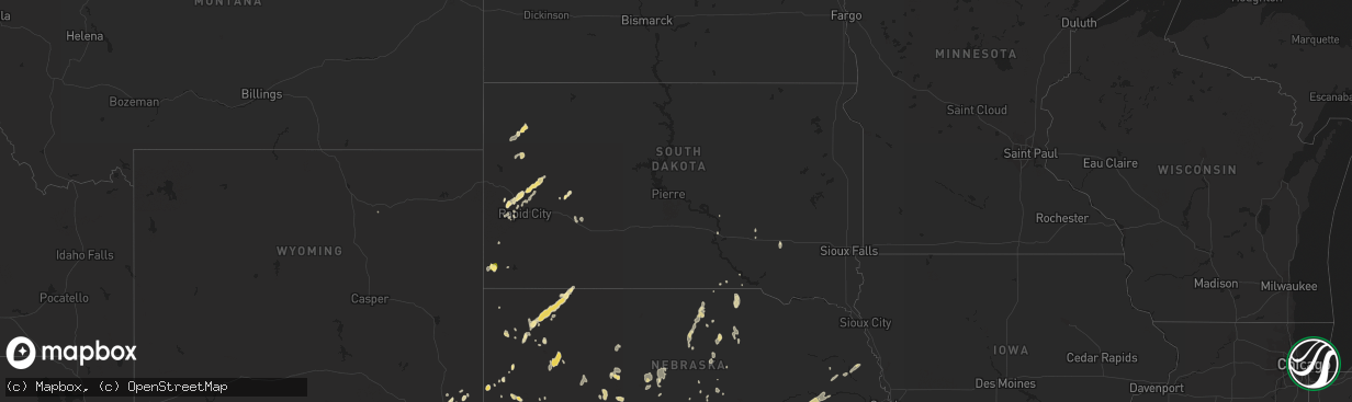 Hail map in South Dakota on June 27, 2014