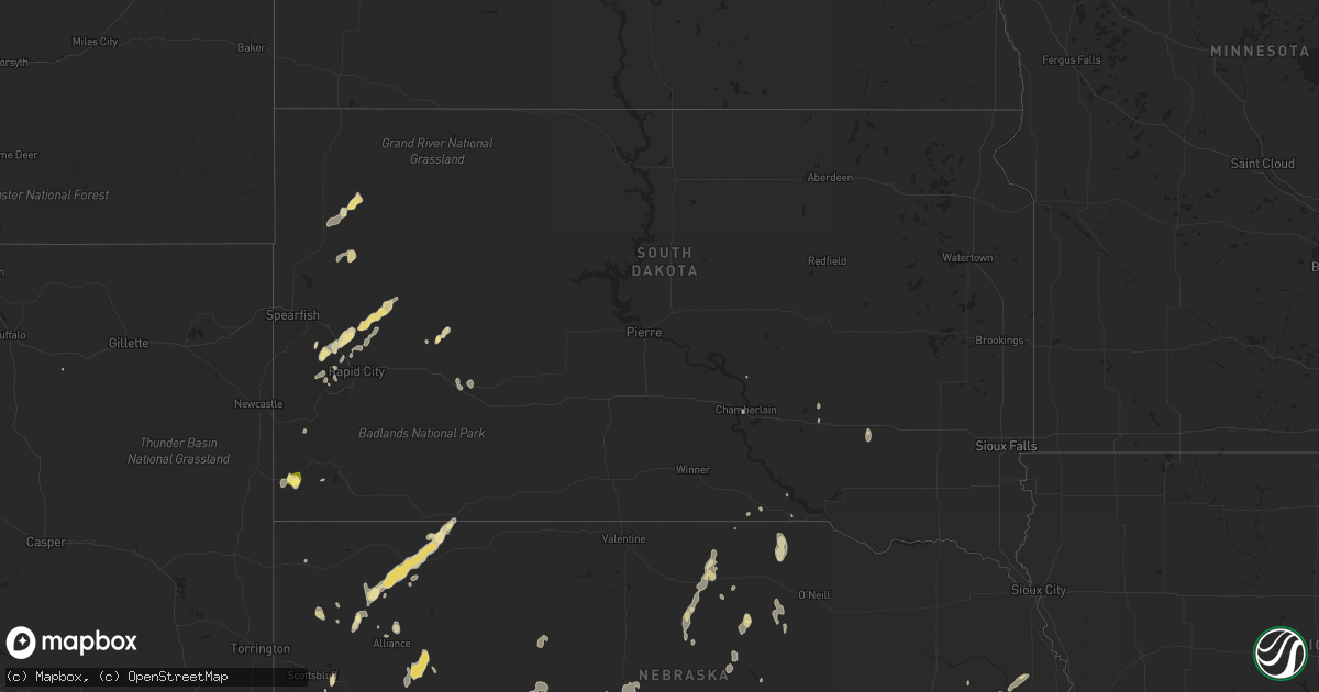 Hail map in South Dakota on June 27, 2014