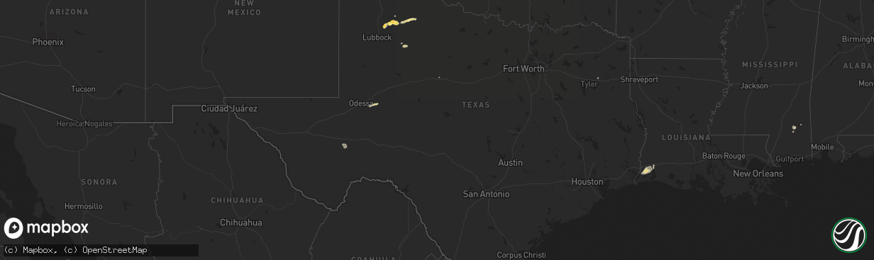 Hail map in Texas on June 27, 2014