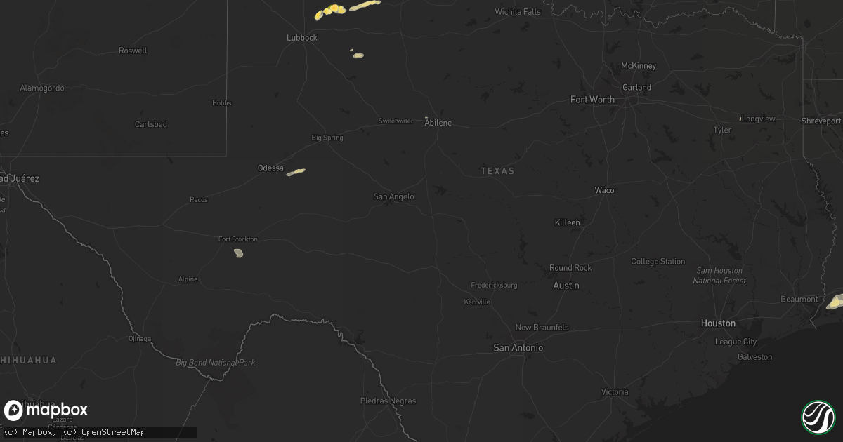 Hail map in Texas on June 27, 2014