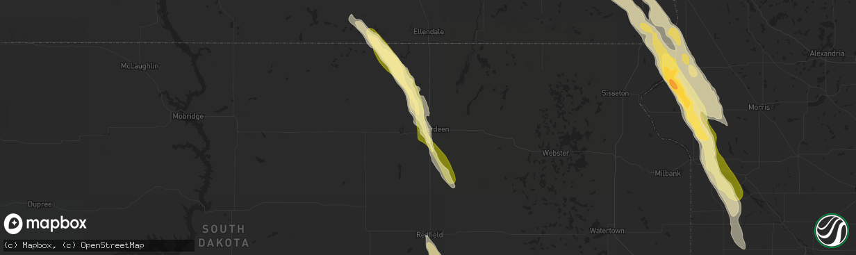 Hail map in Aberdeen, SD on June 27, 2015