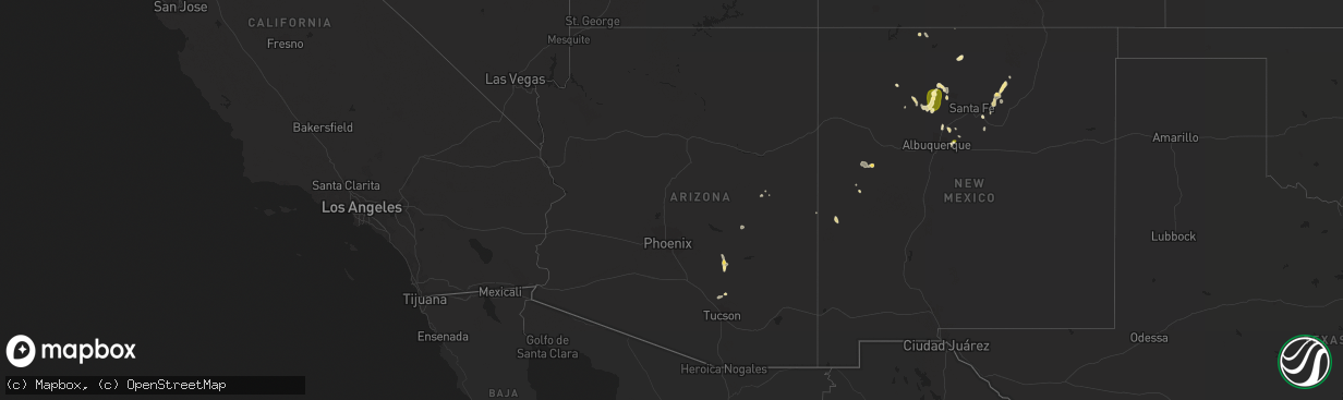 Hail map in Arizona on June 27, 2015