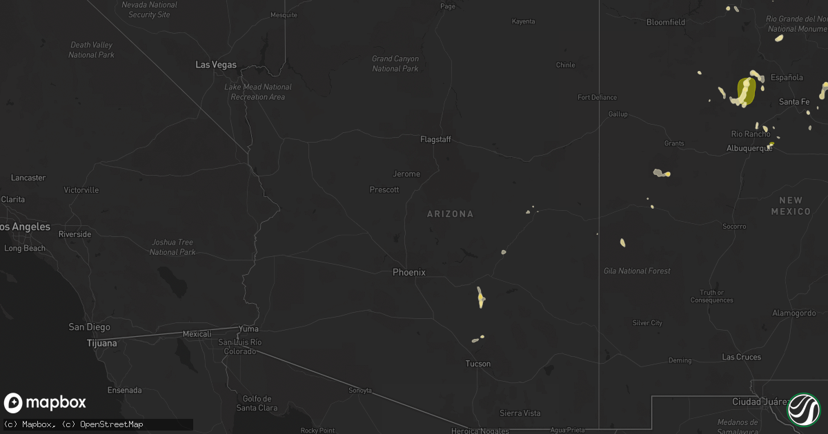 Hail map in Arizona on June 27, 2015