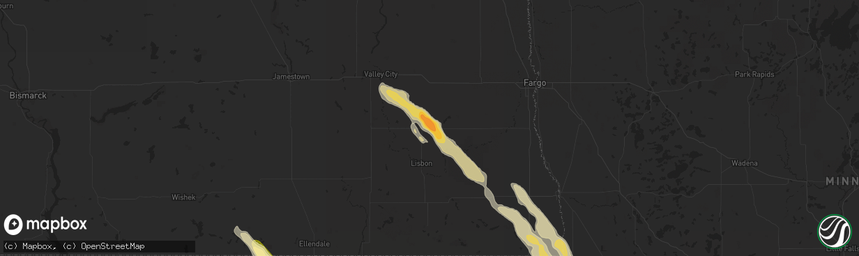 Hail map in Enderlin, ND on June 27, 2015