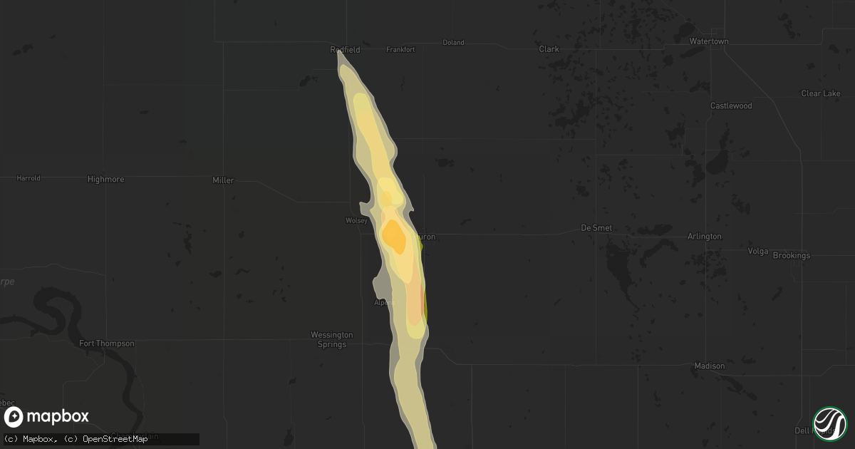 Hail map in Huron, SD on June 27, 2015