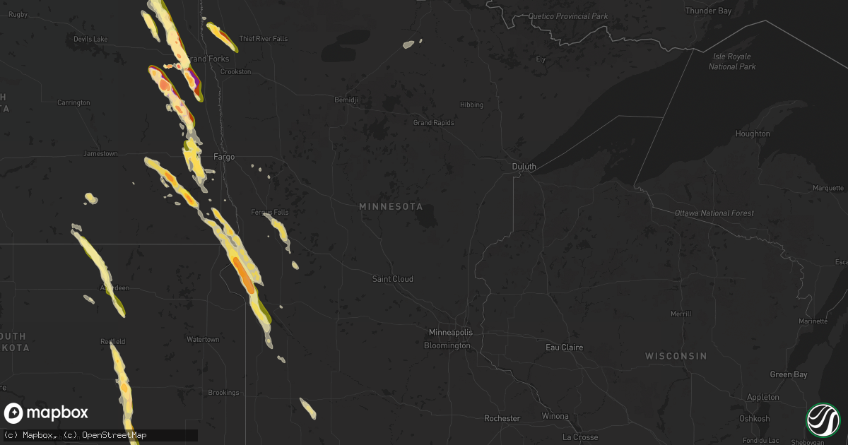 Hail map in Minnesota on June 27, 2015