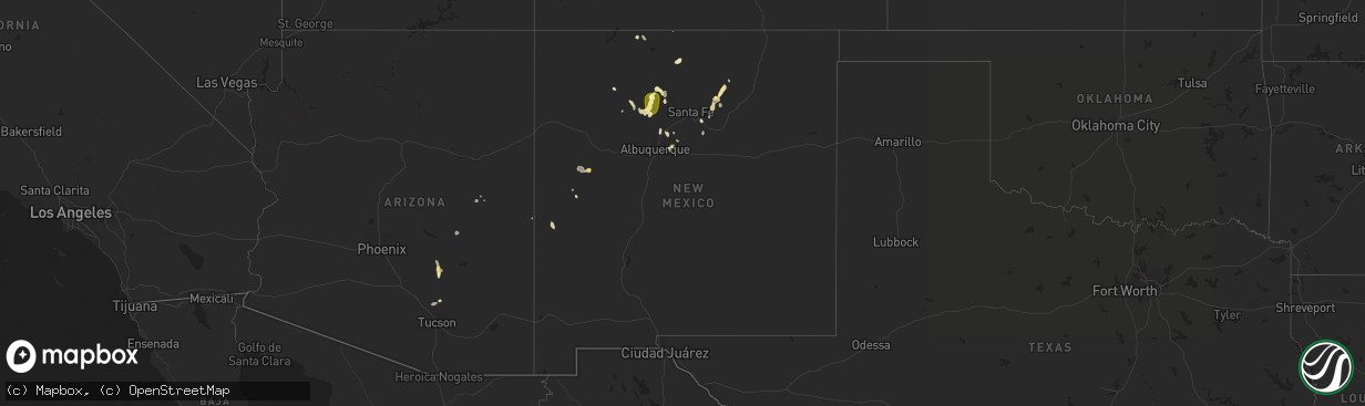 Hail map in New Mexico on June 27, 2015