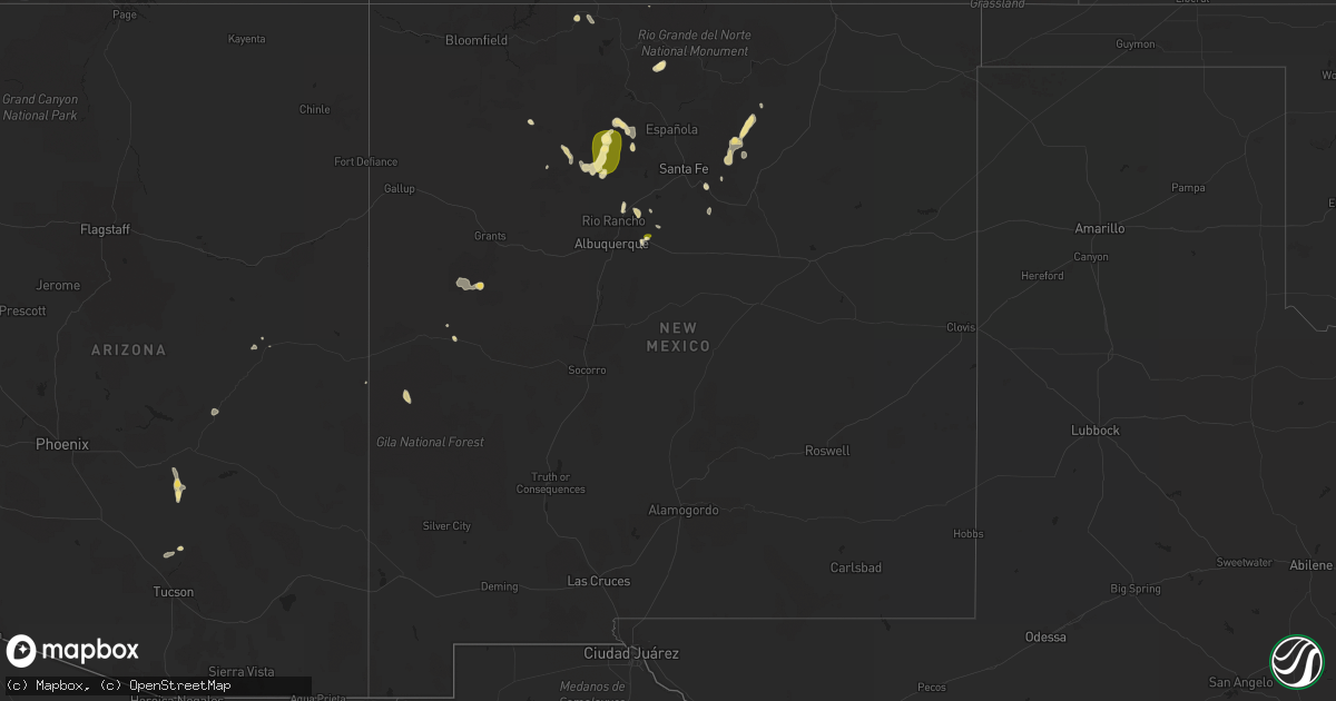 Hail map in New Mexico on June 27, 2015