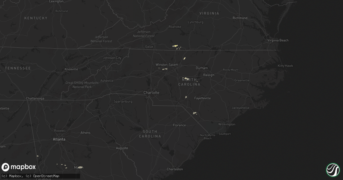 Hail map in North Carolina on June 27, 2015