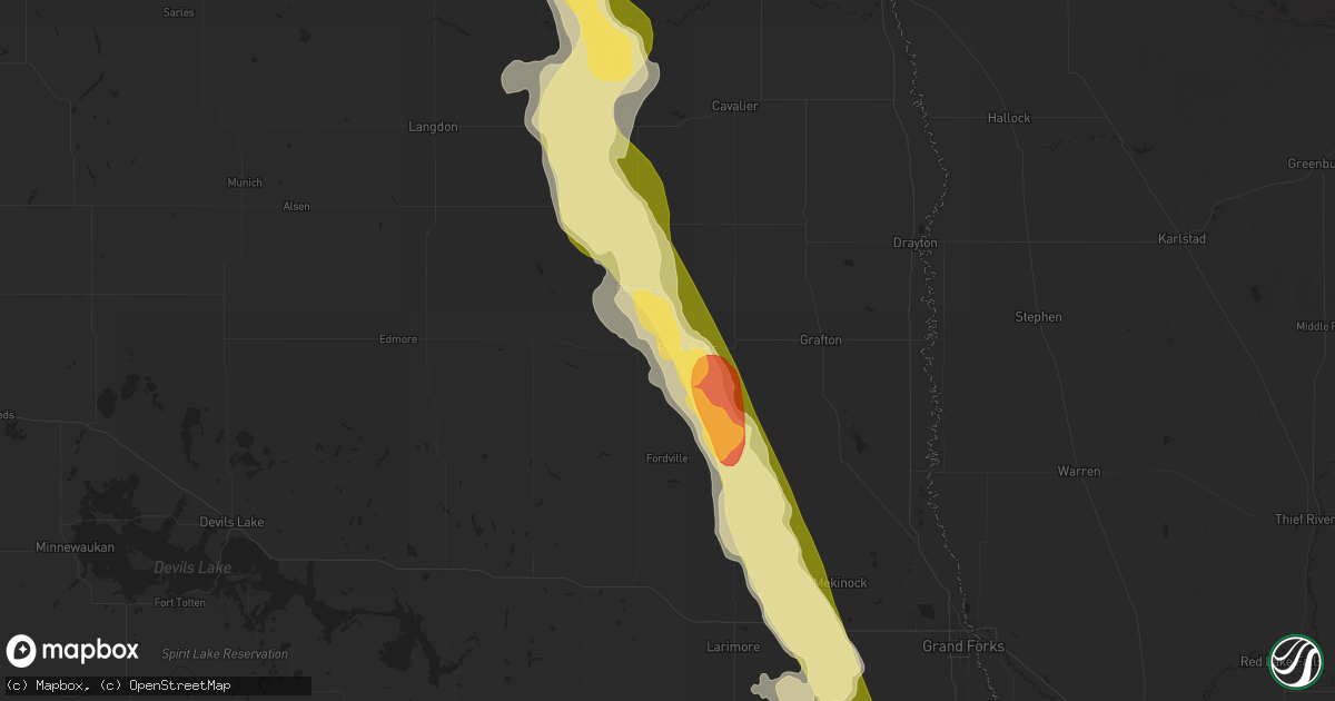 Hail map in Park River, ND on June 27, 2015