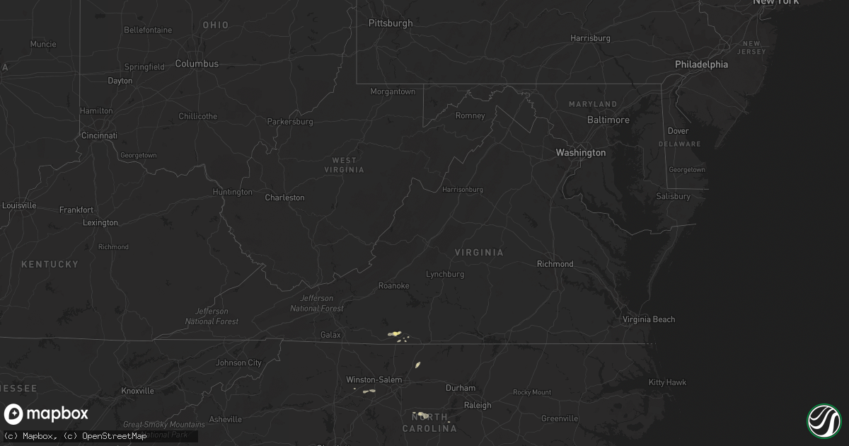 Hail map in Virginia on June 27, 2015