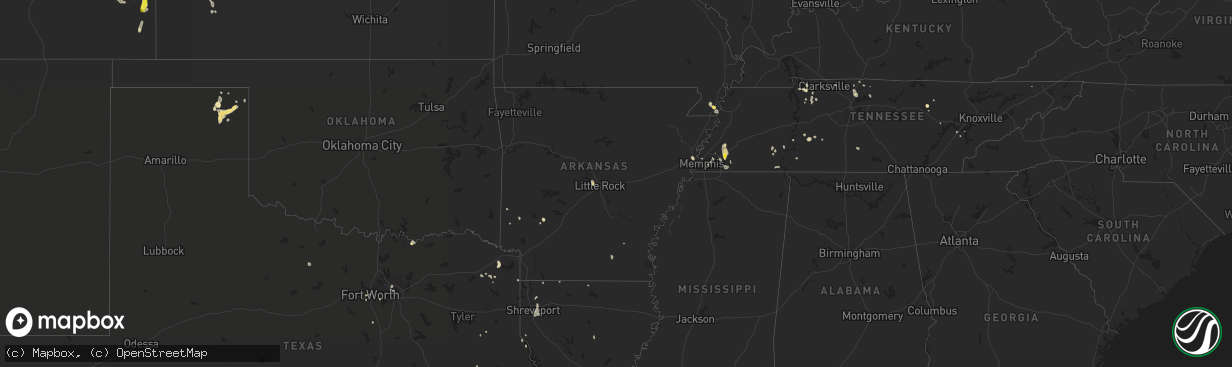 Hail map in Arkansas on June 27, 2016