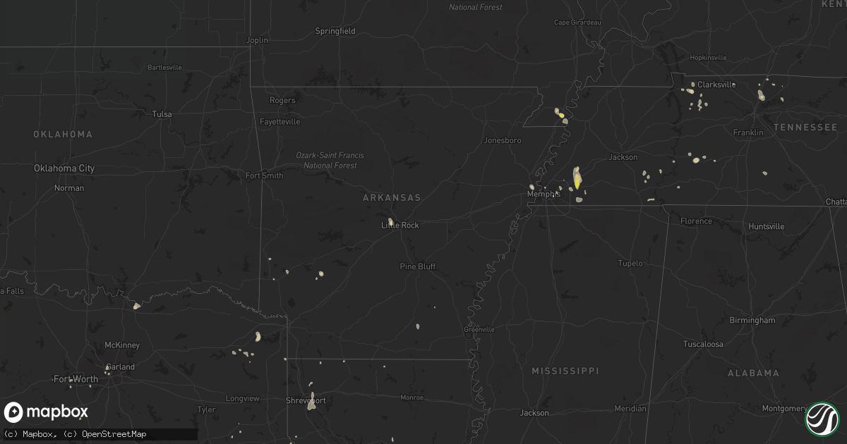 Hail map in Arkansas on June 27, 2016